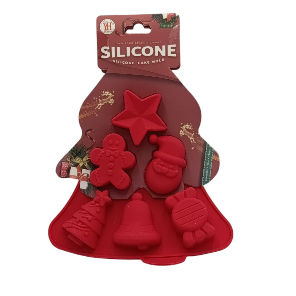 Χριστουγεννιάτικη Φόρμα Σιλικόνης Δέντρο 6 Σχέδια 21,5X19Χ2εκ Σε 2 Χρώματα -1τμχ