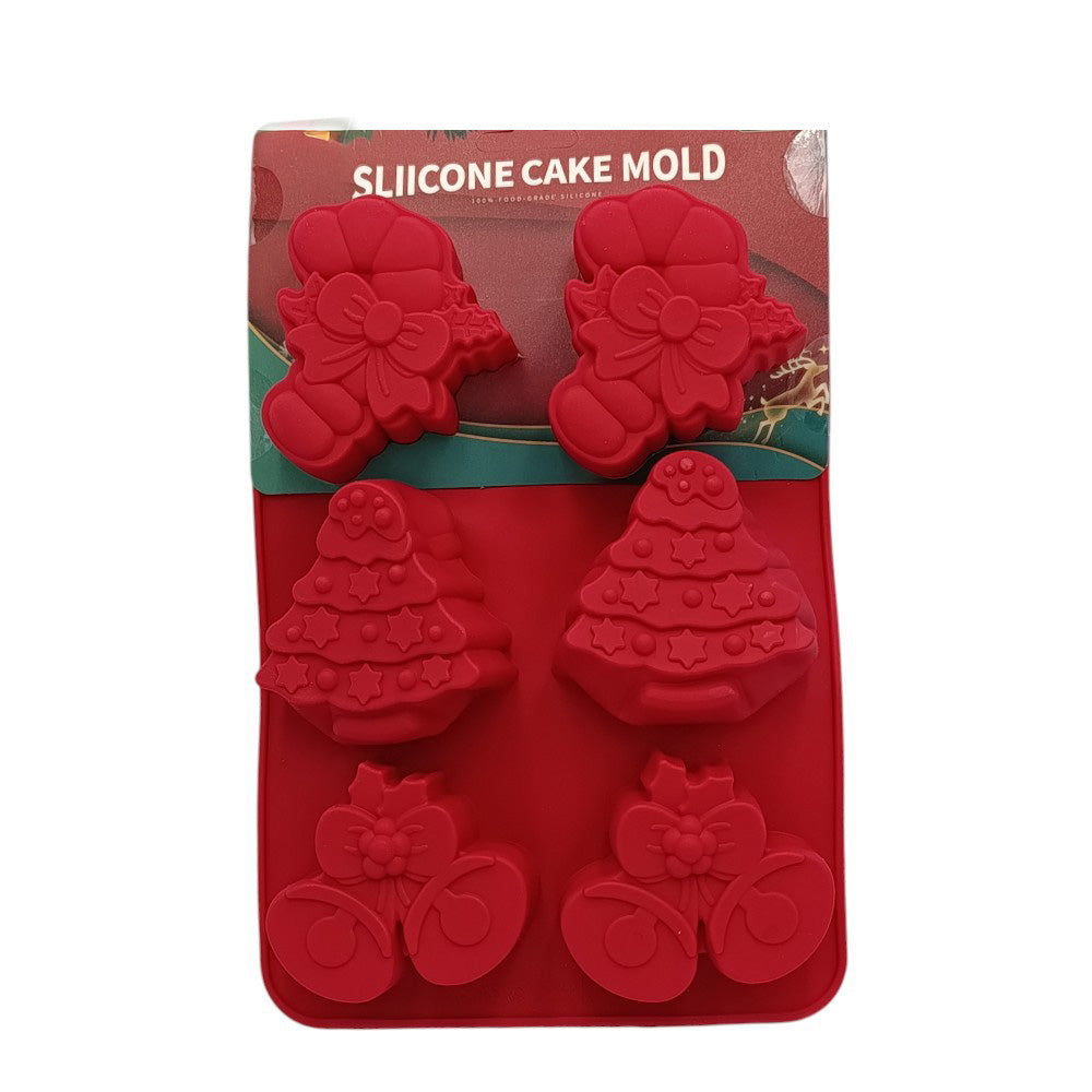 Χριστουγεννιάτικη Φόρμα Σιλικόνης 6 Σχέδια Κόκκινο 25,7X17,8Χ3,5εκ