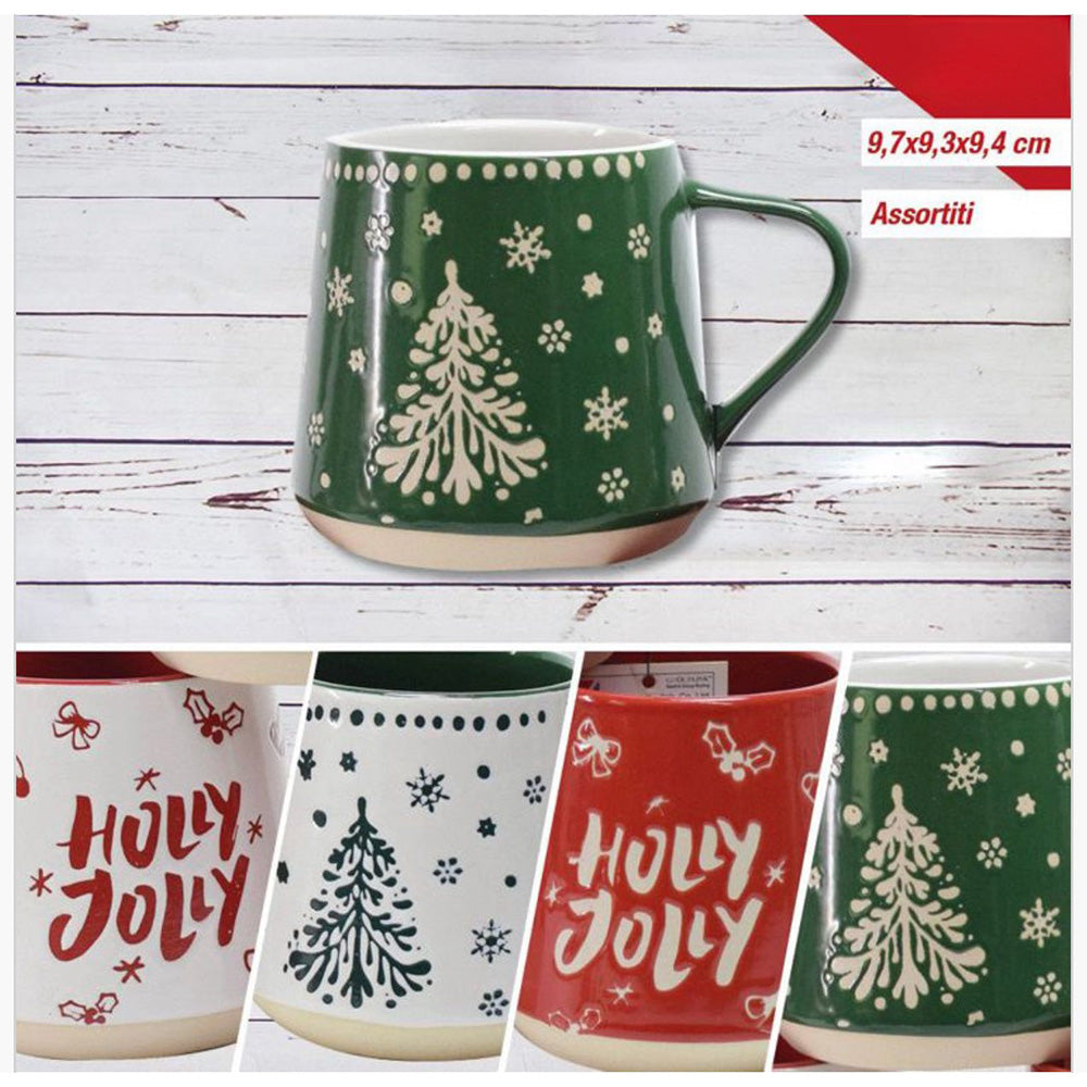 Χριστουγεννιάτικη Κεραμική Κούπα 9,7χ93χ9,4 εκ 4 Σχέδια - 1 Τμχ