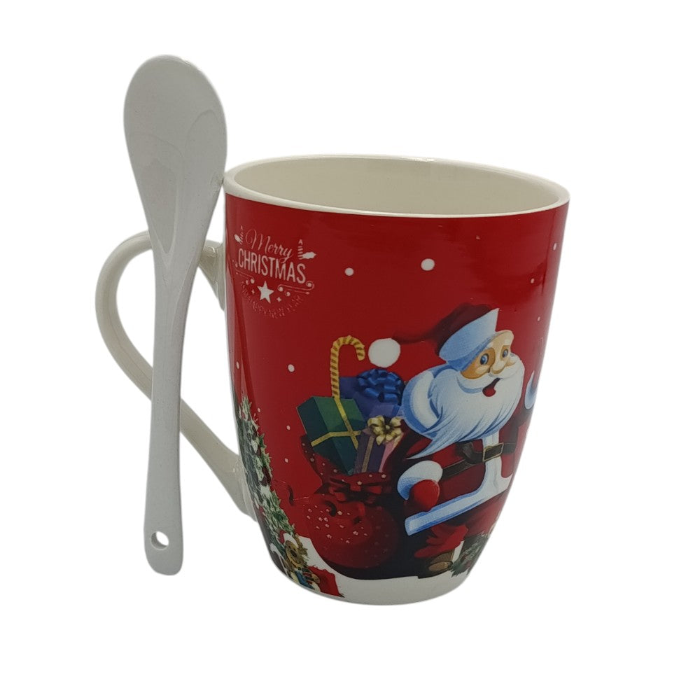 Χριστουγεννιάτικη Κούπα Άγιος Βασίλης Με Κουταλάκι 10.5Χ8εκ 4 Σχέδια - 1τμχ