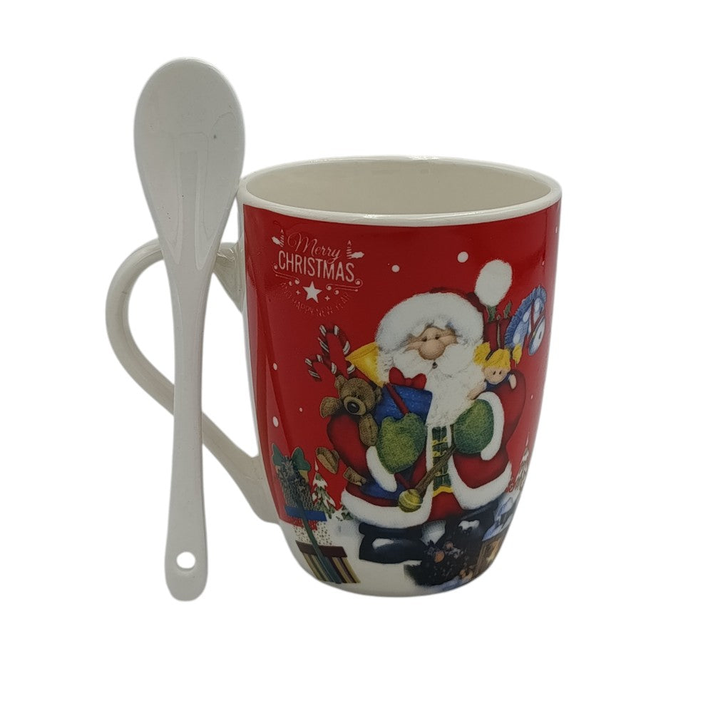 Χριστουγεννιάτικη Κούπα Άγιος Βασίλης Με Κουταλάκι 10.5Χ8εκ 4 Σχέδια - 1τμχ
