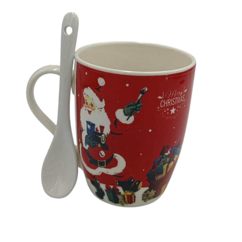 Χριστουγεννιάτικη Κούπα Άγιος Βασίλης Με Κουταλάκι 10.5Χ8εκ 4 Σχέδια - 1τμχ