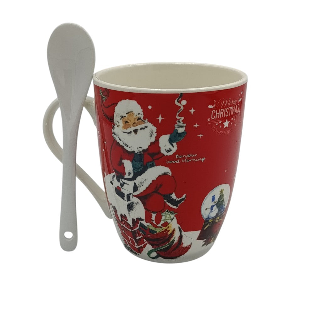 Χριστουγεννιάτικη Κούπα Άγιος Βασίλης Με Κουταλάκι 10.5Χ8εκ 4 Σχέδια - 1τμχ