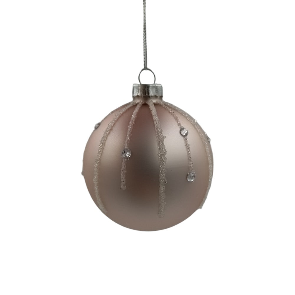 OEMΧριστουγεννιάτικη Μπάλα Γυάλινη Ροζ Περλέ Με Στρας Και Glitter 8εκpapell.gr
