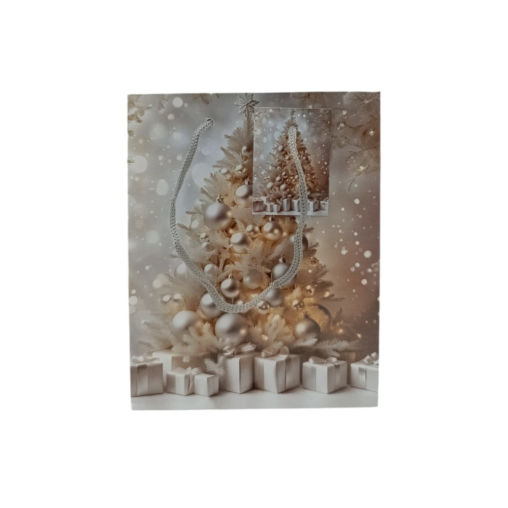 Χριστουγεννιάτικη Σακούλα Δώρου Χρυσά- Ασημί Σχέδια 15Χ12Χ6εκ 4 Σχέδια- 1 Τμχ