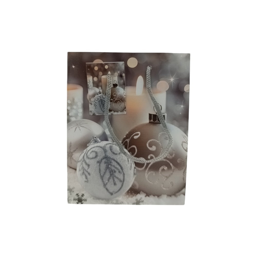 Χριστουγεννιάτικη Σακούλα Δώρου Χρυσά- Ασημί Σχέδια 15Χ12Χ6εκ 4 Σχέδια- 1 Τμχ