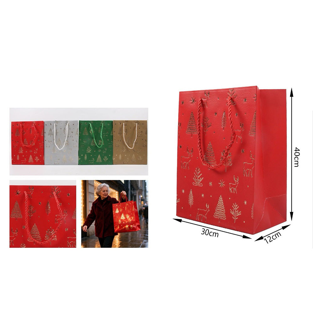 Χριστουγεννιάτικη Σακούλα Δώρου 40×30×12cm – 4 Χρώματα (1 Τεμάχιο)