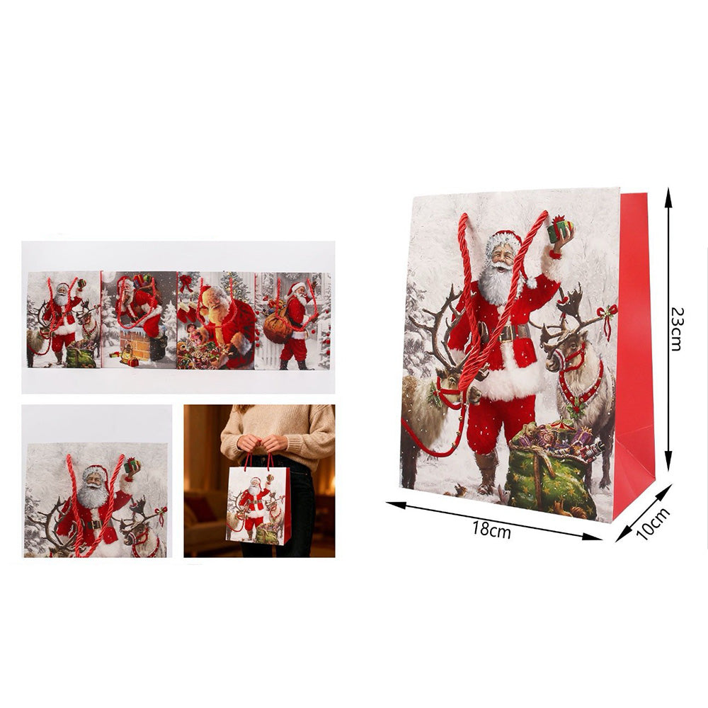 Χριστουγεννιάτικη Σακούλα Δώρου Άγιος Βασίλης 23×18×10cm – 4 Σχέδια (1 Τεμάχιο)