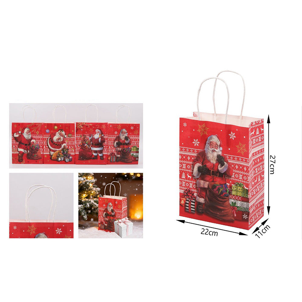 Χριστουγεννιάτικη Σακούλα Δώρου Άγιος Βασίλης 27×22×11 εκ – 4 Σχέδια (1 Τεμάχιο)