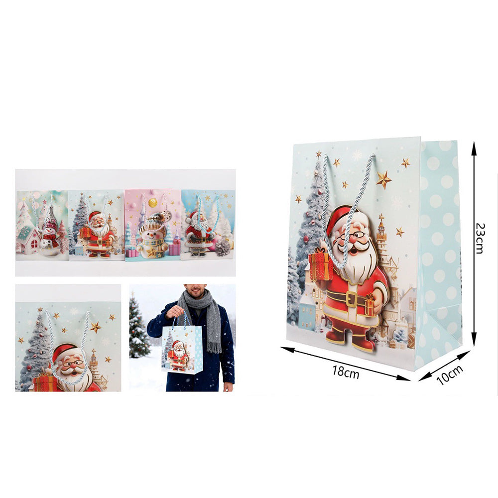 Χριστουγεννιάτικη Σακούλα Δώρου με Άγιο Βασίλη 3D – 23×18×10 εκ