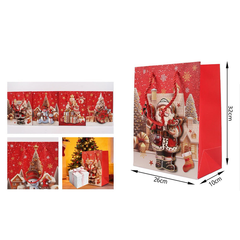 Χριστουγεννιάτικη Σακούλα Δώρου με Άγιο Βασίλη 3D – 32×26×10 εκ