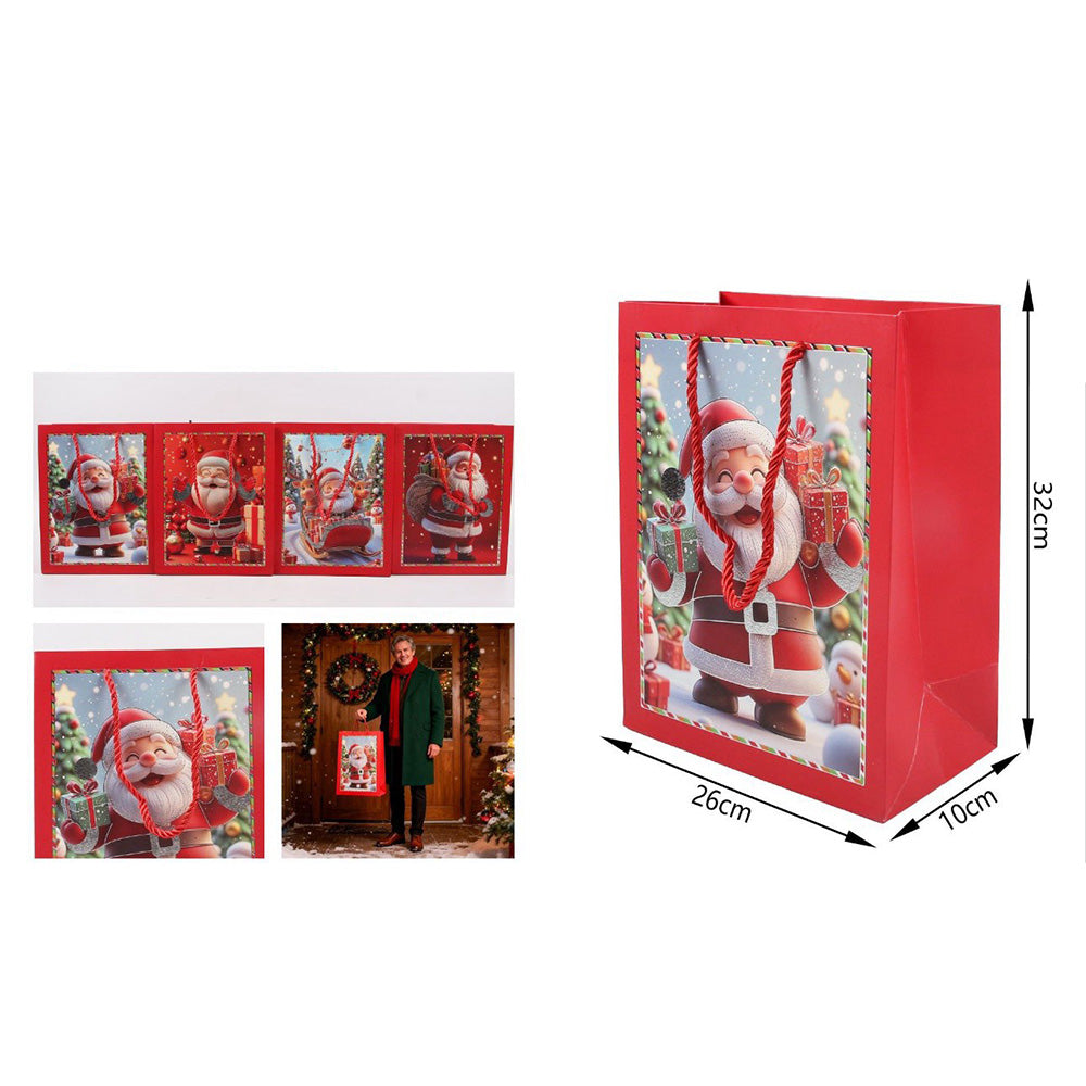 Χριστουγεννιάτικη Σακούλα Δώρου Άγιος Βασίλης με Ασημοτυπία – 32×26×10 εκ