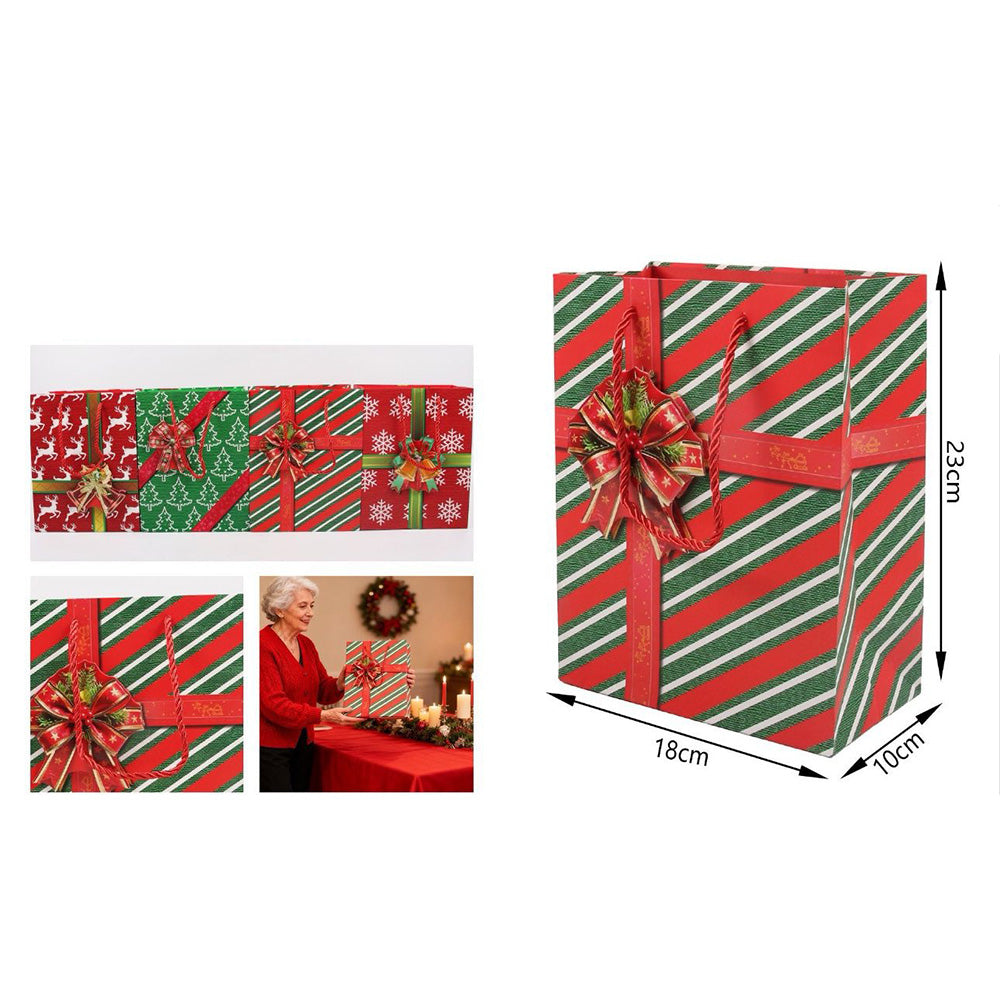 Χριστουγεννιάτικη Σακούλα Δώρου Δεντράκια με Φιόγκο 3D – 23×18×10 εκ