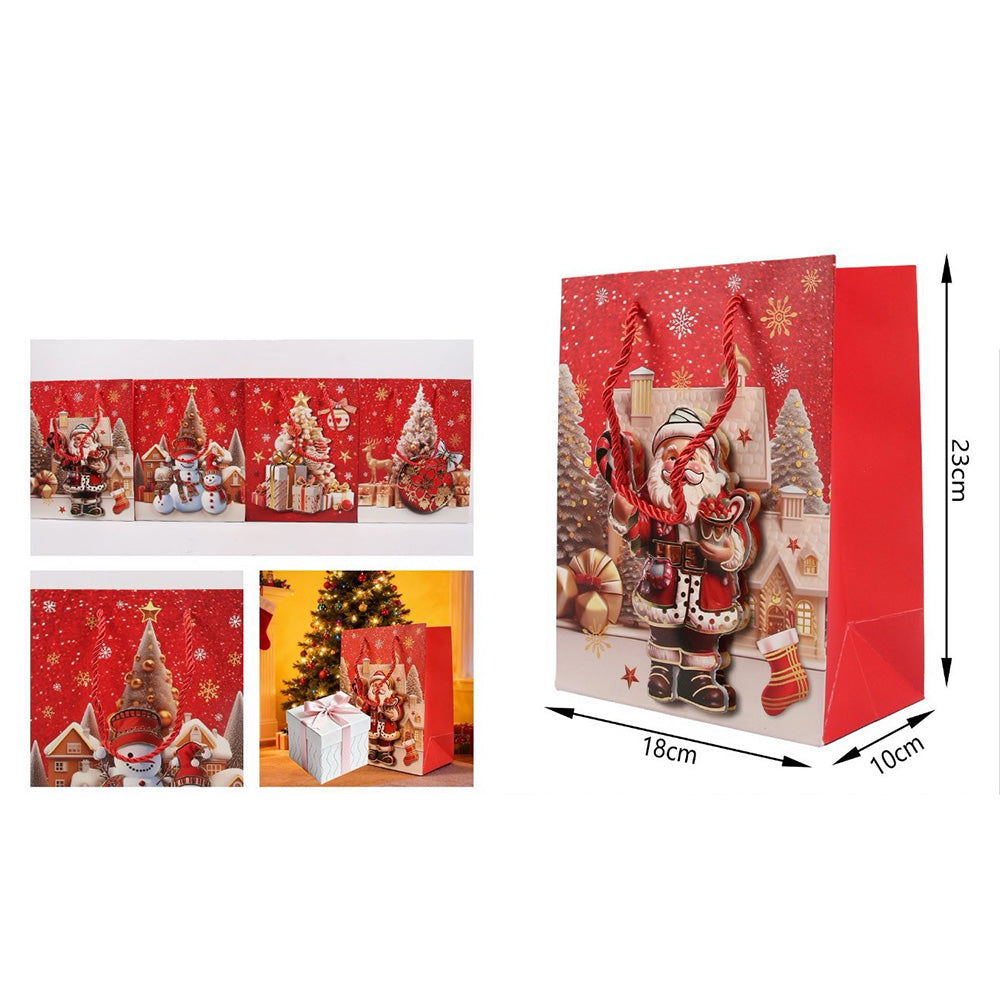 Χριστουγεννιάτικη Σακούλα Δώρου Λευκό Δέντρο με Δώρα 3D – 23×18×10 εκ