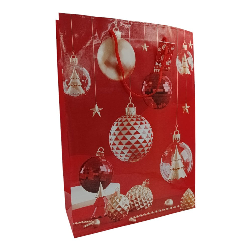 Χριστουγεννιάτικη Σακούλα Δώρου Κόκκινη Με Σχέδια 41Χ30Χ11.5εκ