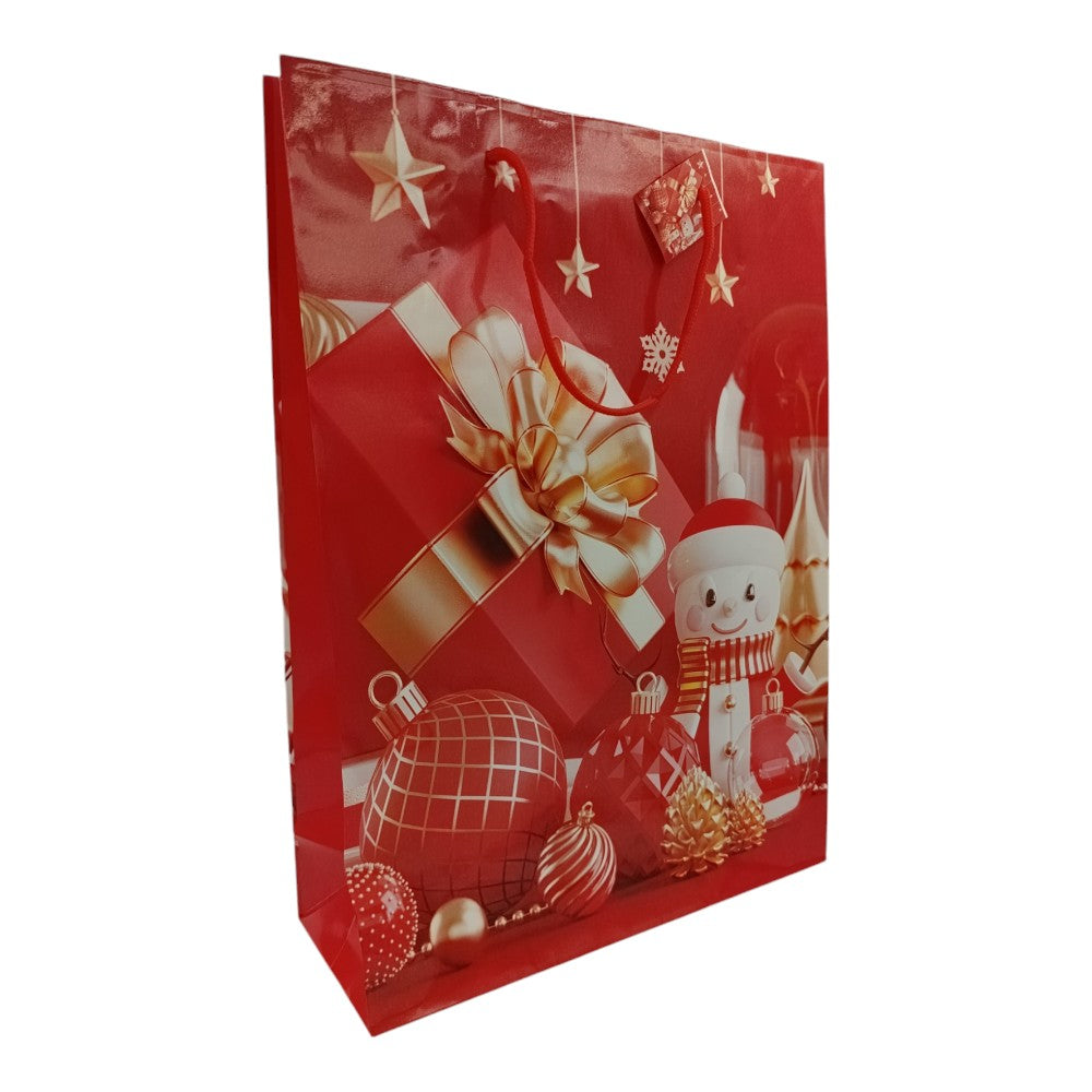 Χριστουγεννιάτικη Σακούλα Δώρου Κόκκινη Με Σχέδια 41Χ30Χ11.5εκ