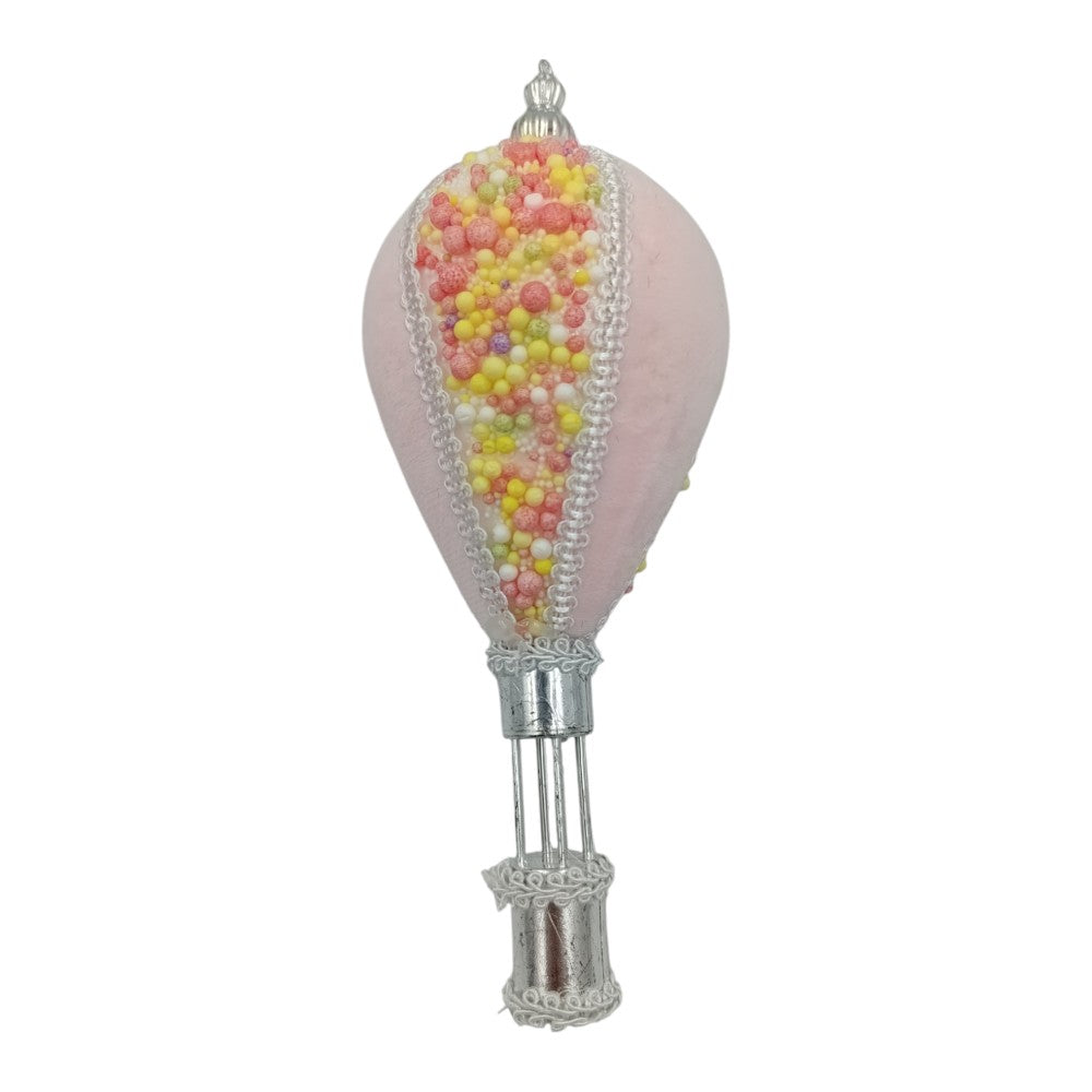 Χριστουγεννιάτικο Στολίδι Αερόστατο Φελιζόλ Ροζ 21εκ