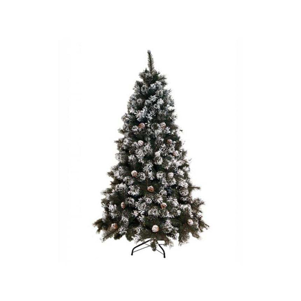 Χριστουγεννιάτικο Δέντρο Πεύκο Carolina PVC Χιονισμένο με Κουκουνάρια 180 εκ