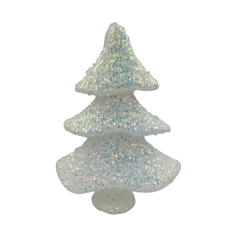 Χριστουγεννιάτικο Διακοσμητικό Στολίδι Δέντρο Λευκό Με Ιριδόζοντα Στρας 30X22X10εκ