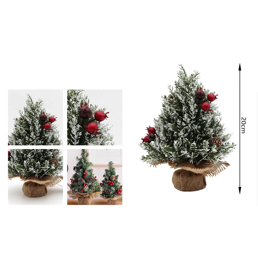 Χριστουγεννιάτικο Επιτραπέζιο Διακοσμητικό Δεντράκι Χιονισμένο με Κόκκινους Καρπούς 20 εκ