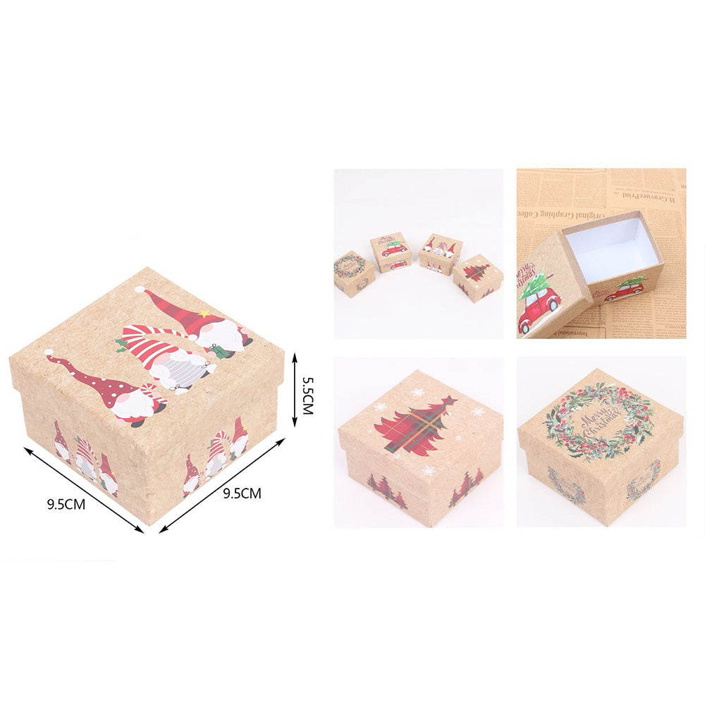 Χριστουγεννιάτικο Κουτάκι Δώρου 9,5×9,5×5,5 εκ – 4 Σχέδια (1 Τμχ)