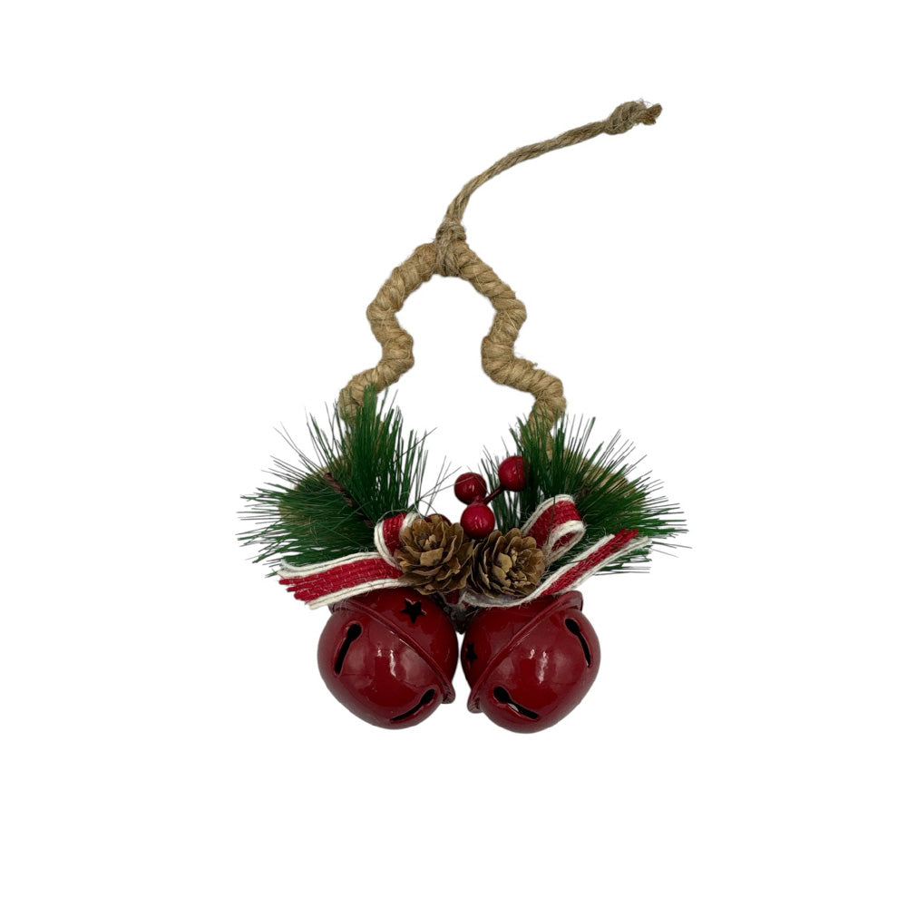 Χριστουγεννιάτικο Κρεμαστό Στολίδι με Γκι & Κόκκινα Κουδουνάκια 10 εκ