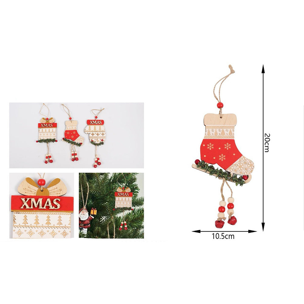 Χριστουγεννιάτικο Κρεμαστό Ξύλινο Στολίδι 20x10,5εκ – 3 Σχέδια (1 Τεμάχιο)