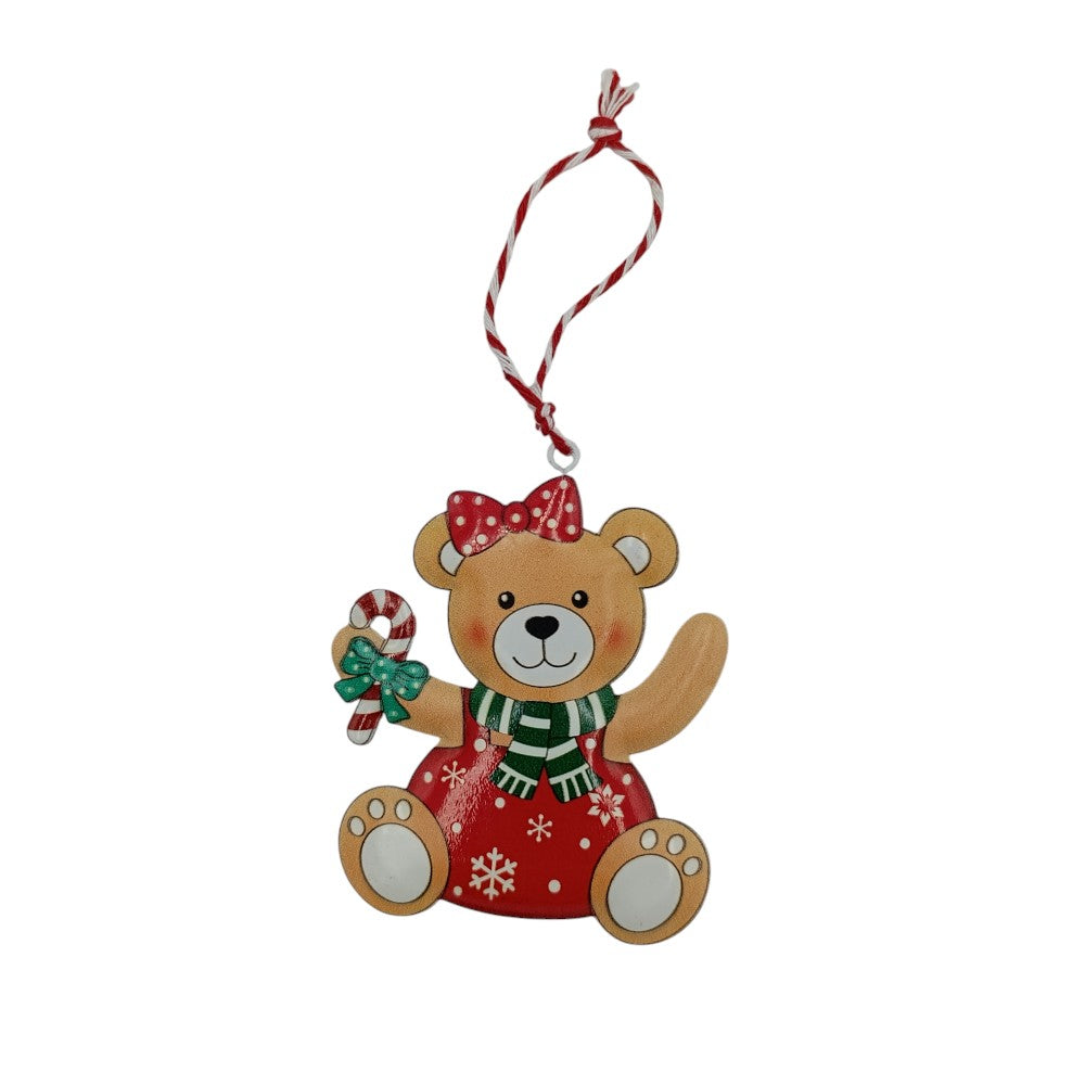 Χριστουγεννιάτικο Μεταλλικό Στολίδι Αρκουδάκι 8x9εκ 