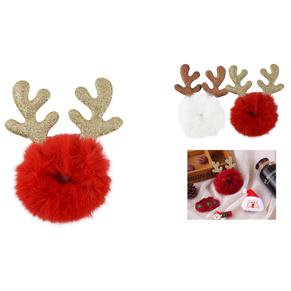 OEMΧριστουγεννιάτικο Scrunchie Μαλλιών Ταρανδάκι Με Γούνα και Glitterpapell.gr