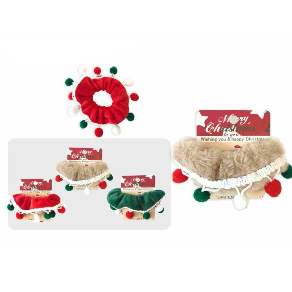Χριστουγεννιάτικο Scrunchie Με Pom Pom 3 Χρώματα - 1 Τμχ