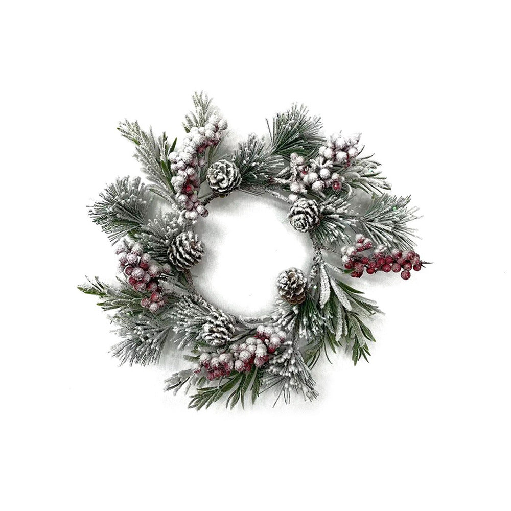 Χριστουγεννιάτικο Διακοσμητικό Στεφάνι Χιονισμένο με Κόκκινους Καρπούς 20 εκ