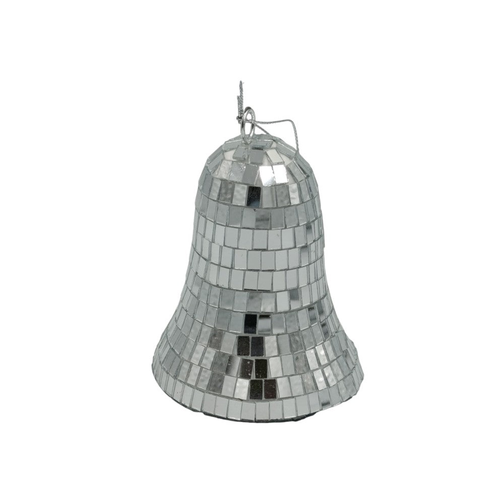 Χριστουγεννιάτικο Στολίδι Ασημί Καθρεφτίζον Καμπάνα 5Χ10εκ