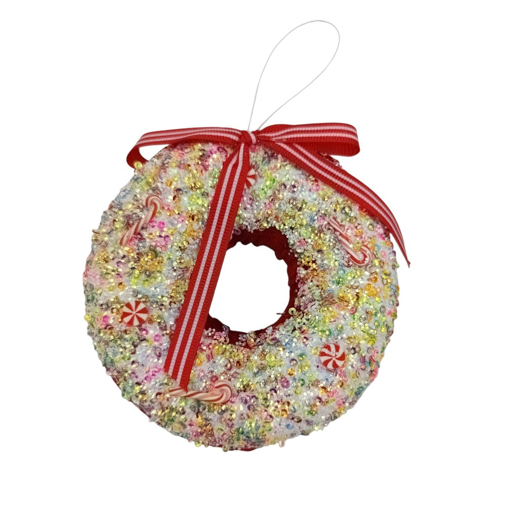 OEMΧριστουγεννιάτικο Στολίδι Δέντρου Donut Φελιζόλ Με Πολύχρωμες Παγιέτες 13Χ3.5εκpapell.gr