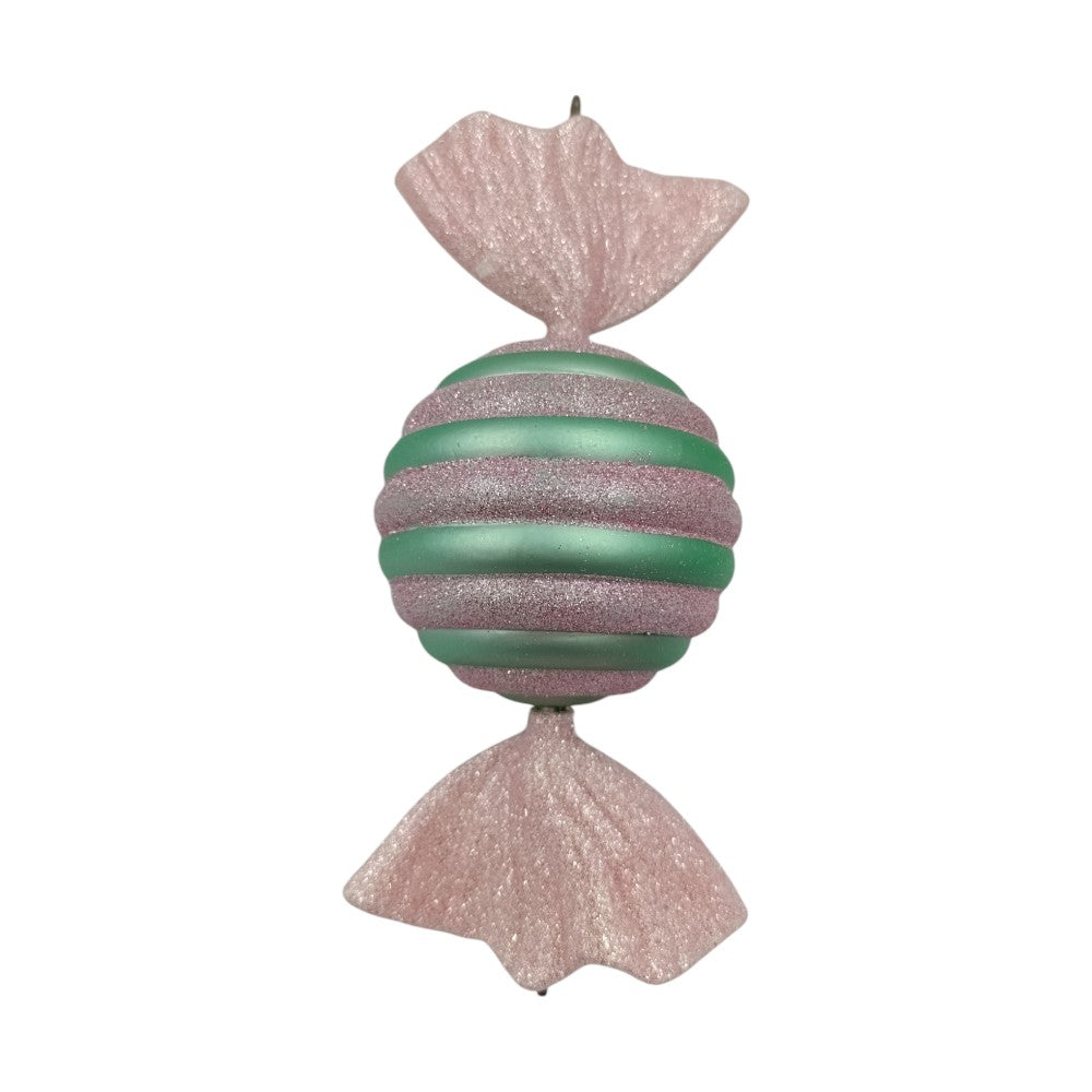 OEMΧριστουγεννιάτικο Στολίδι Καραμέλα Ροζ- Βεραμάν Glitter 24εκpapell.gr