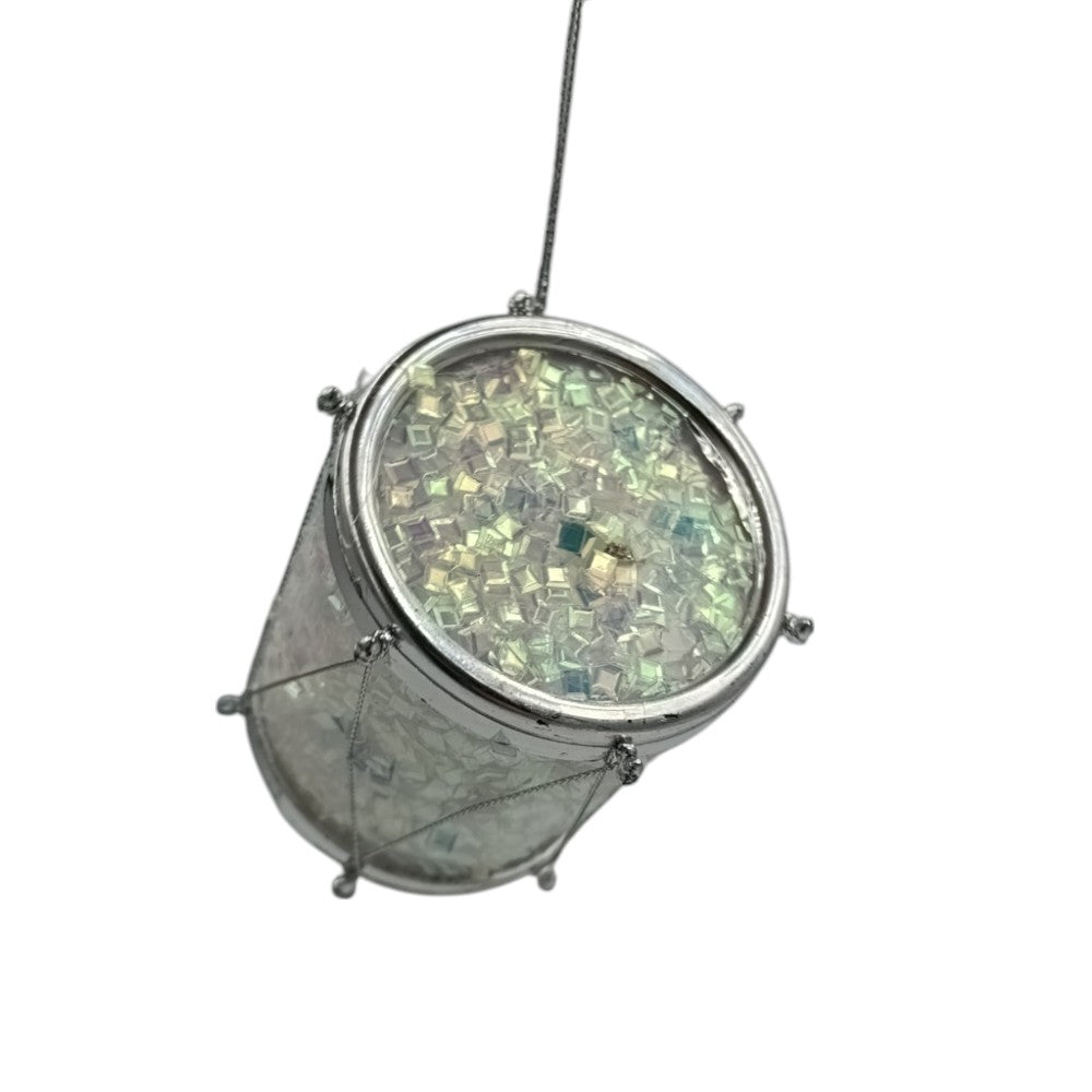 Χριστουγεννιάτικο Στολίδι Δέντρου Τύμπανο Με Ιριδίζον Στρας 8Χ8εκ