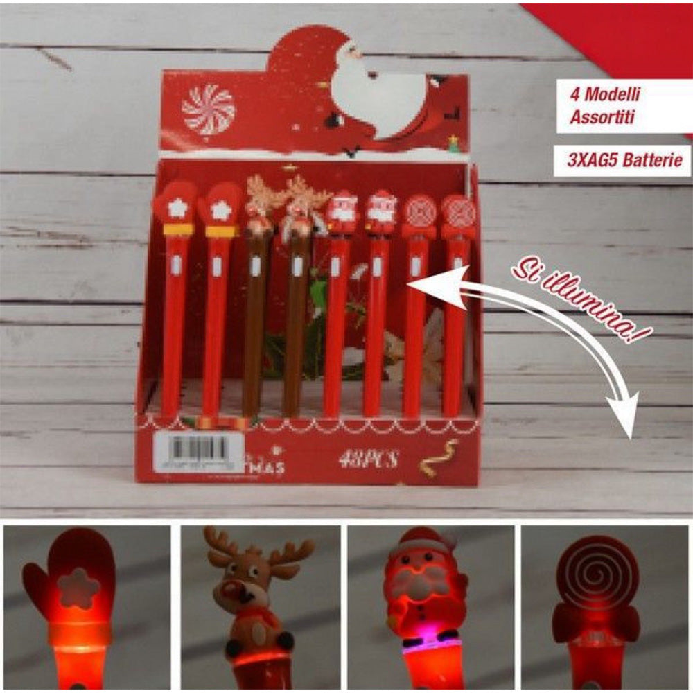 Χριστουγεννιάτικο Στυλό Με Φως 4 Σχέδια - 1 Τμχ