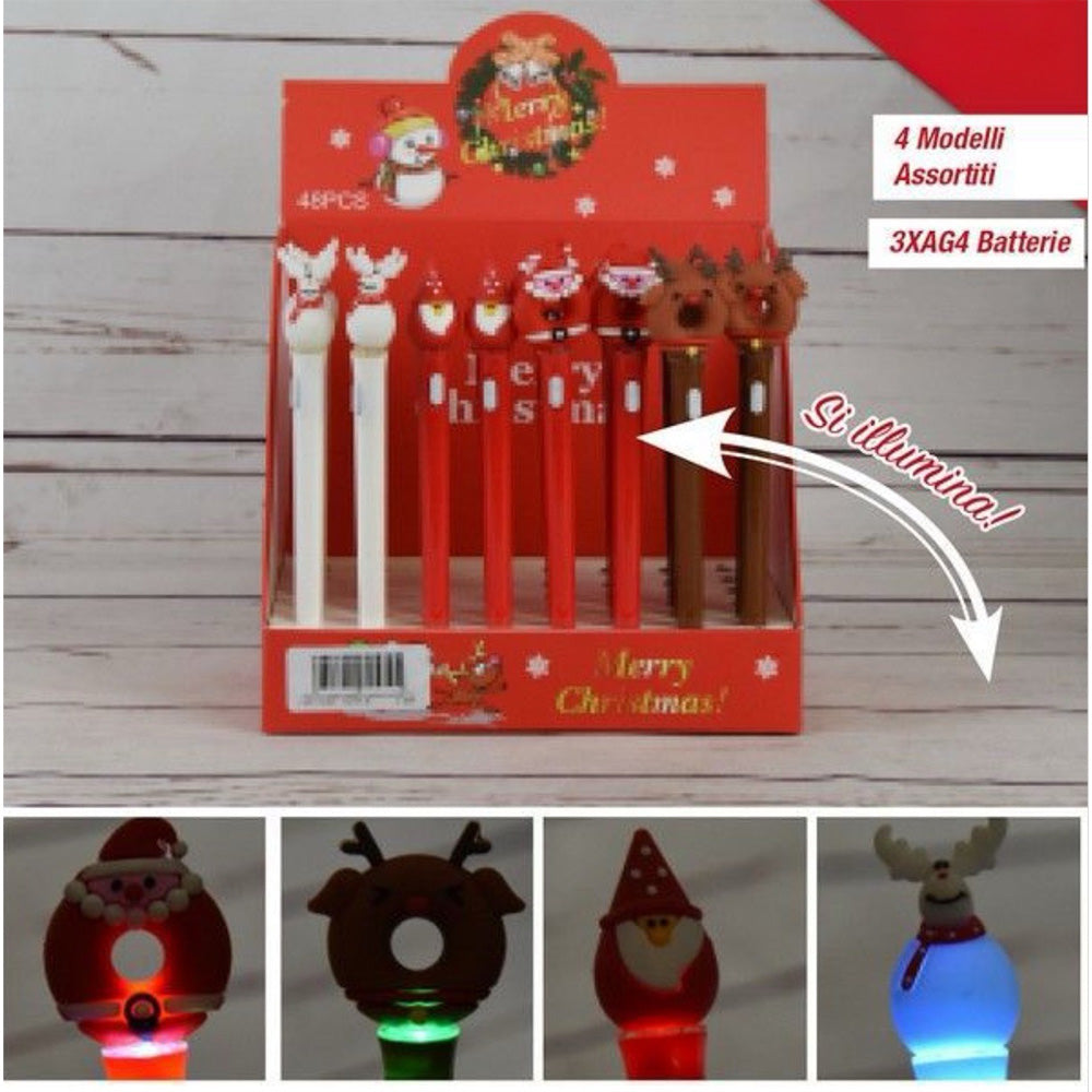 Χριστουγεννιάτικο Στυλό Με Φως 4 Σχέδια - 1 Τμχ