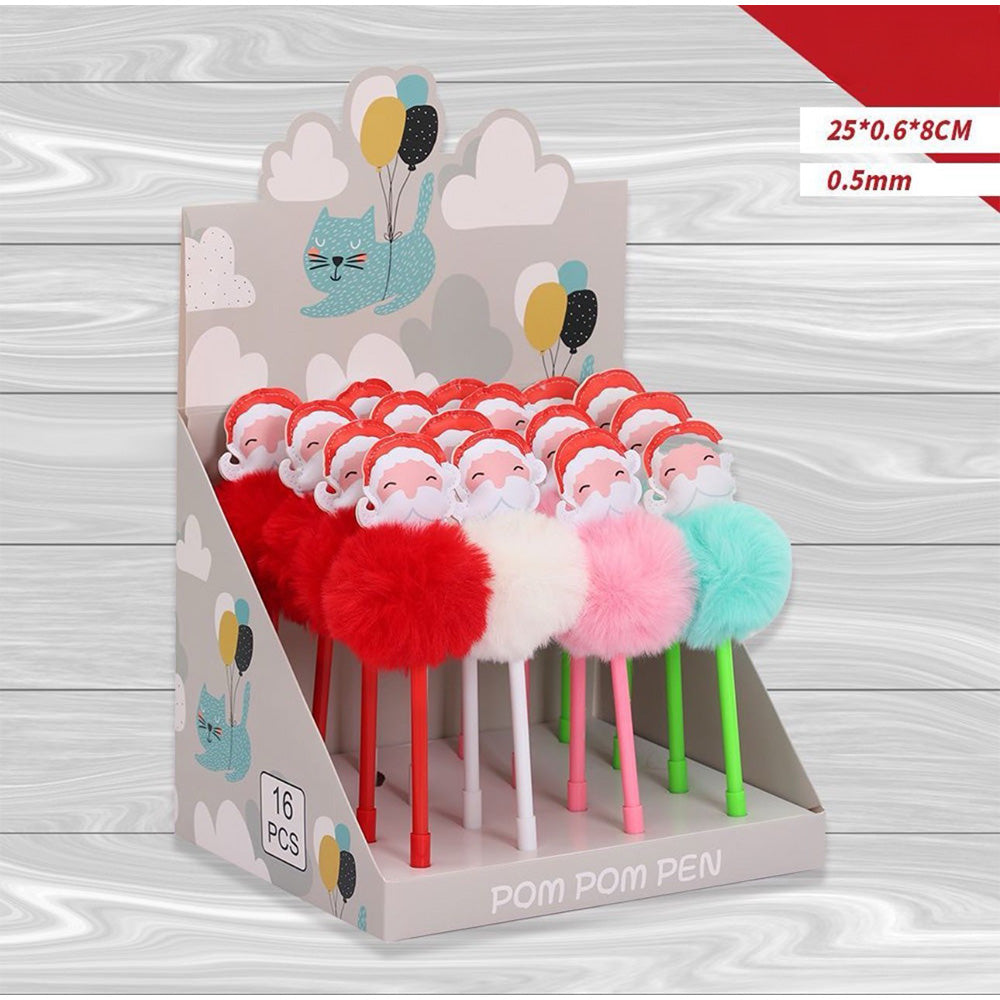 Χριστουγεννιάτικο Στυλό Με Φούντα Άγιος Βασίλης 4 Χρώματα - 1 Τμχ