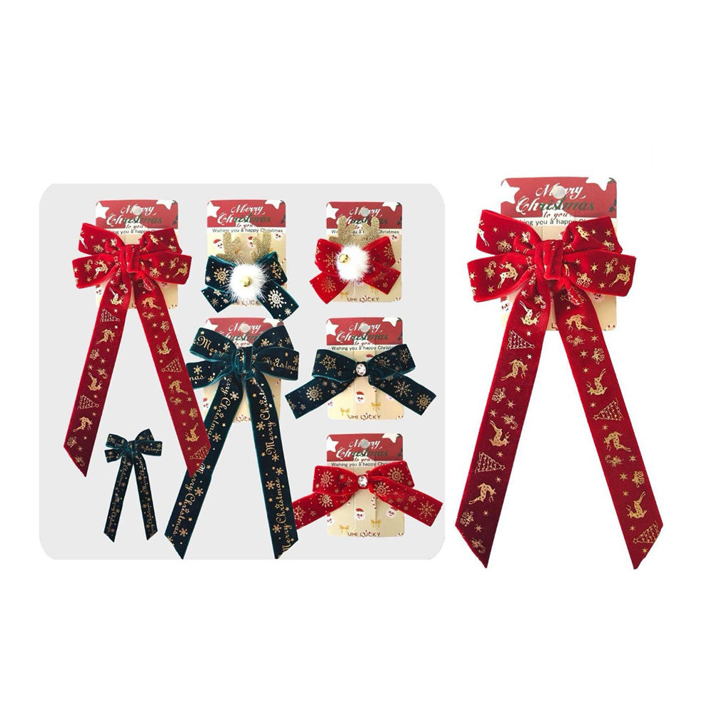 Χριστουγεννιάτικο Τσιμπιδάκι Φιογκάκι 6 Σχέδια - 1 Τμχ