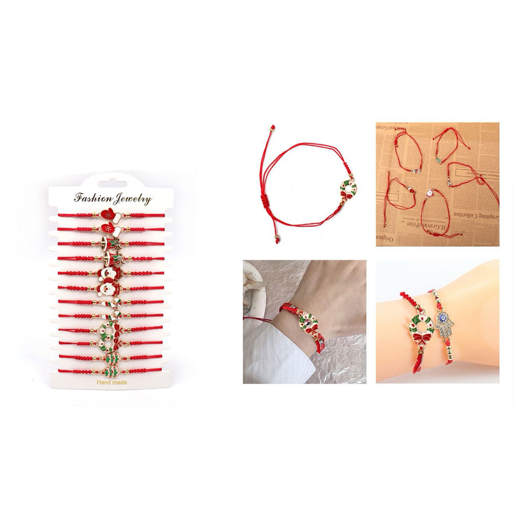 Χριστουγεννιάτικο Βραχιολάκι με Σχοινάκι – 6 Σχέδια (1 Τεμάχιο)