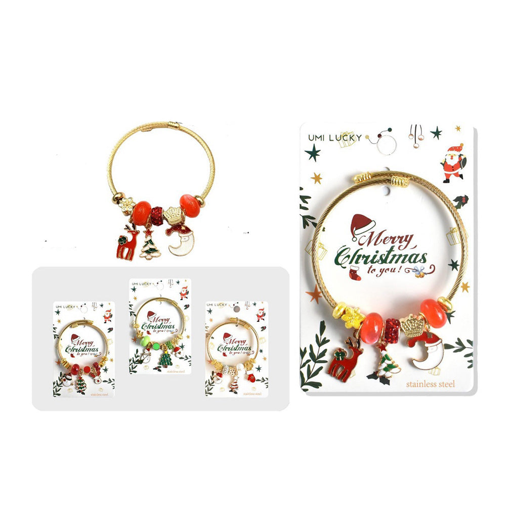 Χριστουγεννιάτικο Βραχιολάκι Χρυσό με Διακοσμητικά Στοιχεία – 3 Σχέδια – 1 Τμχ