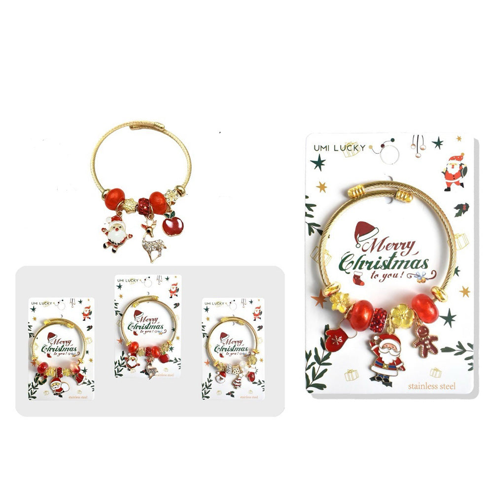 Χριστουγεννιάτικο Βραχιολάκι Χρυσό με Διακοσμητικά Στοιχεία Άγιο Βασίλη – 3 Σχέδια – 1 Τμχ