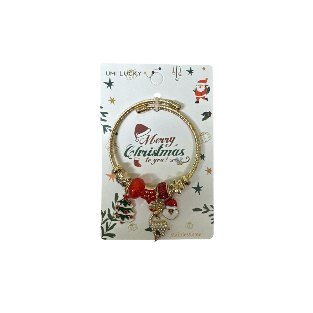 Χριστουγεννιάτικο Βραχιολάκι Χρυσό με Διακοσμητικά Στοιχεία Ταρανδάκι – 3 Σχέδια – 1 Τμχ