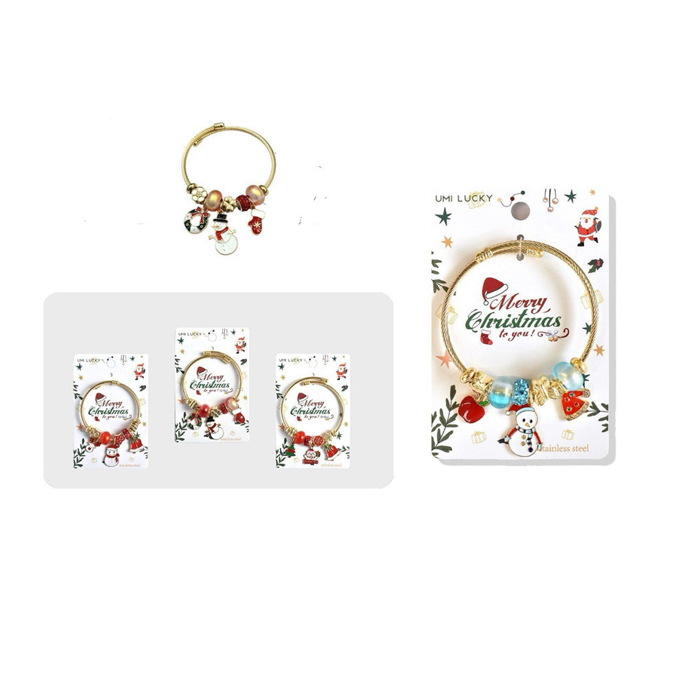 Χριστουγεννιάτικο Βραχιολάκι Χρυσό Με Διακοσμητικά Στοιχεία Χιονάνθρωπου 3 Σχέδια - 1 Τμχ