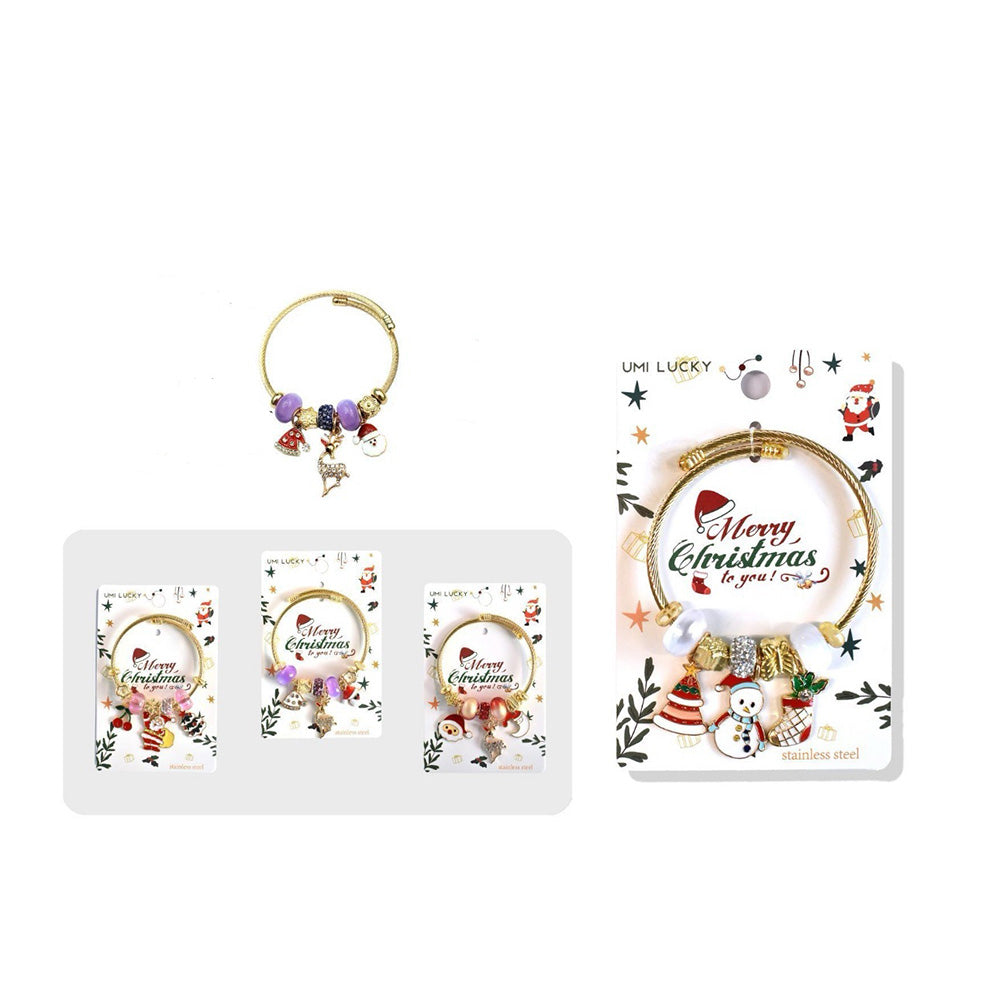 Χριστουγεννιάτικο Βραχιολάκι Χρυσό με Διακοσμητικά Στοιχεία – 3 Σχέδια – 1 Τμχ