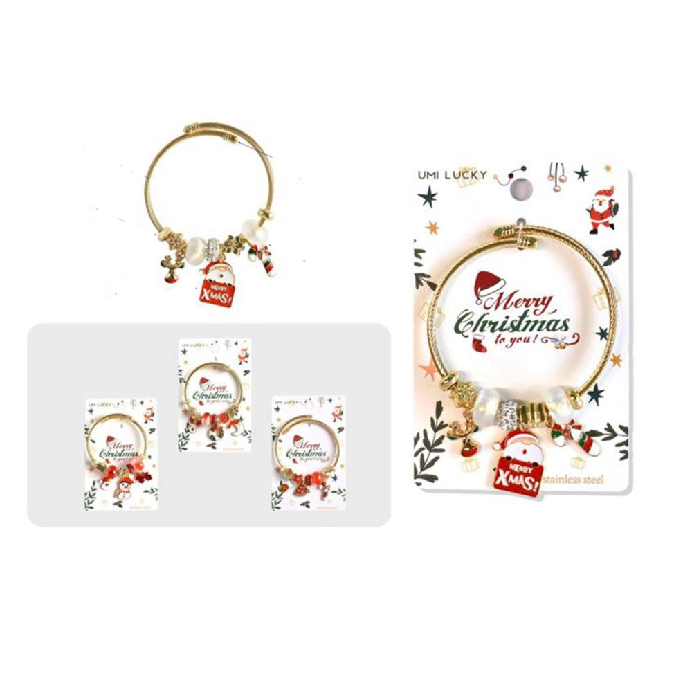 Χριστουγεννιάτικο Βραχιολάκι Χρυσό με Διακοσμητικά Στοιχεία Χριστουγεννιάτικα – 3 Σχέδια – 1 Τμχ