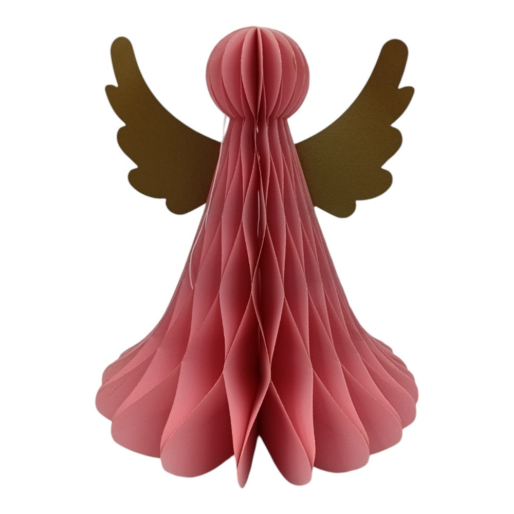 Χριστουγεννιάτικο Χάρτινο Στολίδι 3D Αγγελάκι Ροζ 32.5Χ26εκ