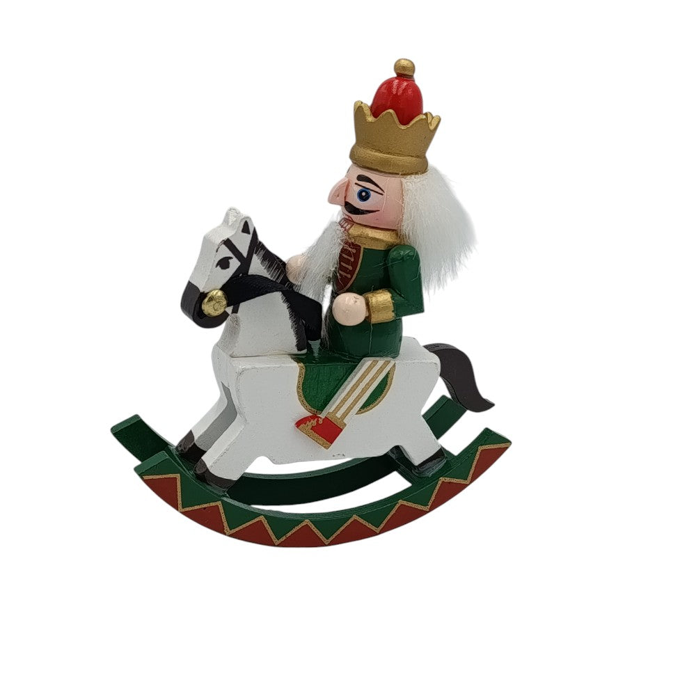 Χριστουγεννιάτικο Ξύλινο Διακοσμητικό Αλογάκι Καρουζέλ Με Καρυοθραύστη 14x12εκ 3 Σχέδια - 1τμχ