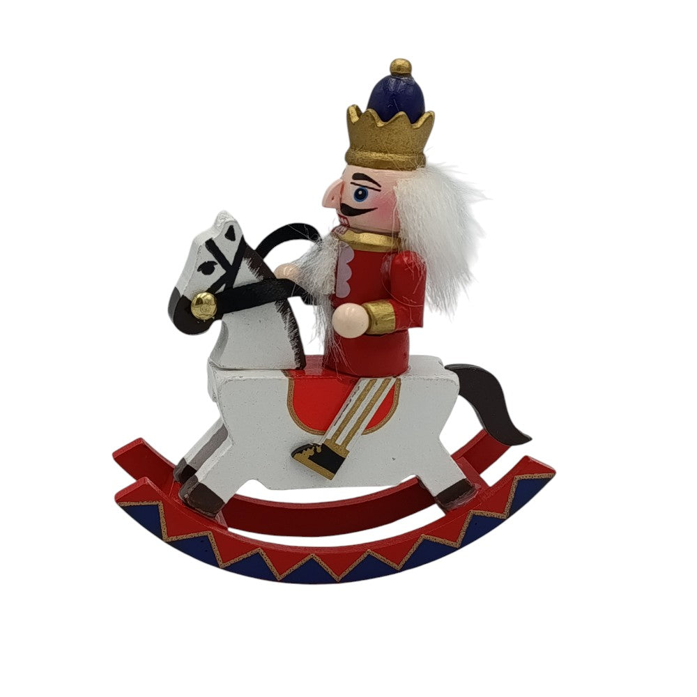 Χριστουγεννιάτικο Ξύλινο Διακοσμητικό Αλογάκι Καρουζέλ Με Καρυοθραύστη 14x12εκ 3 Σχέδια - 1τμχ