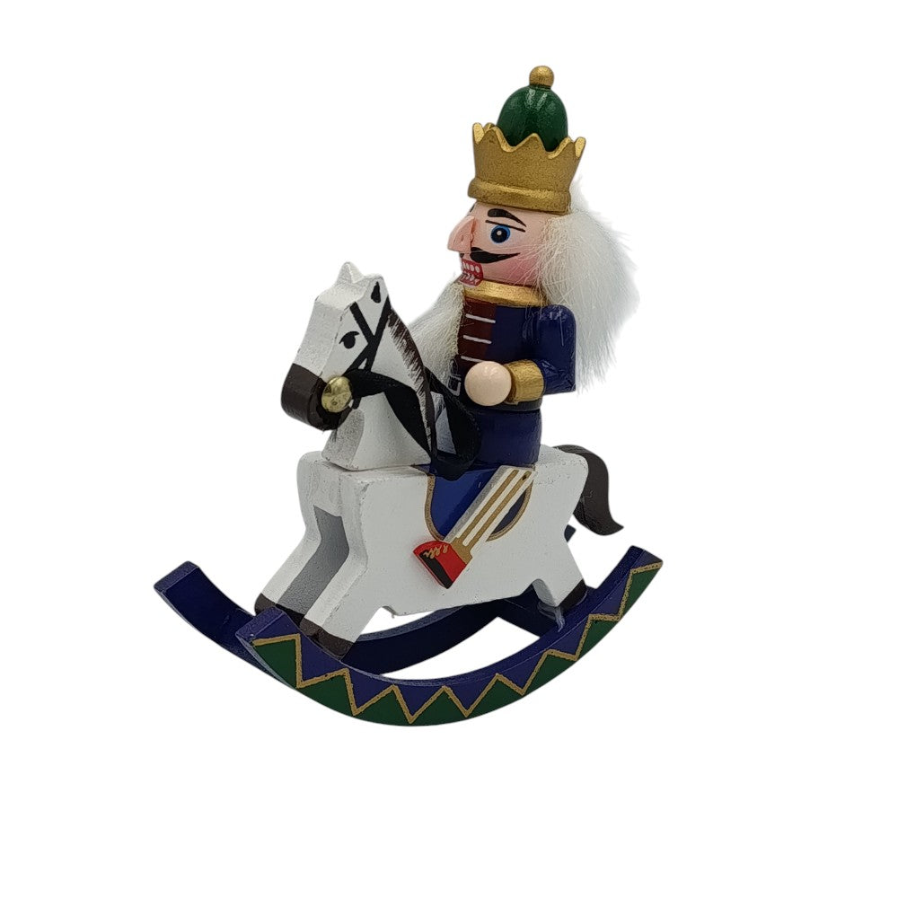 Χριστουγεννιάτικο Ξύλινο Διακοσμητικό Αλογάκι Καρουζέλ Με Καρυοθραύστη 14x12εκ 3 Σχέδια - 1τμχ